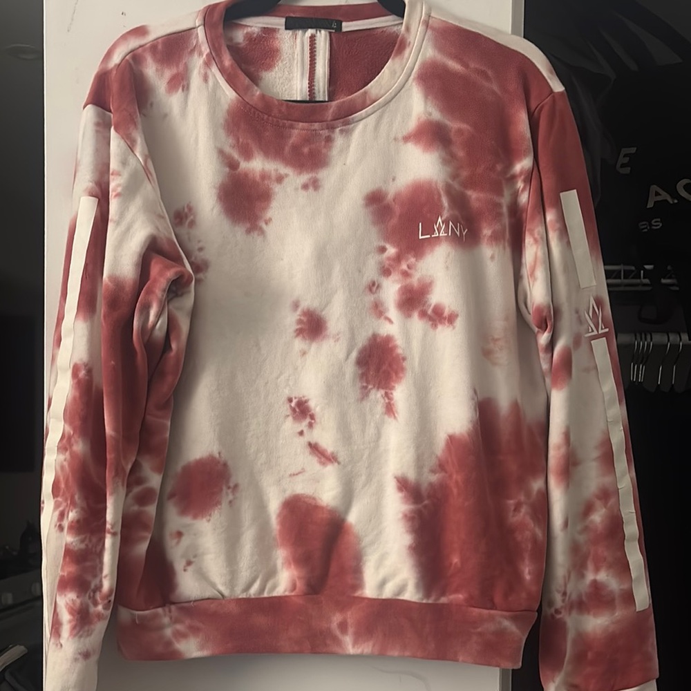 Red and White Tie-Dye Sweatshirt
